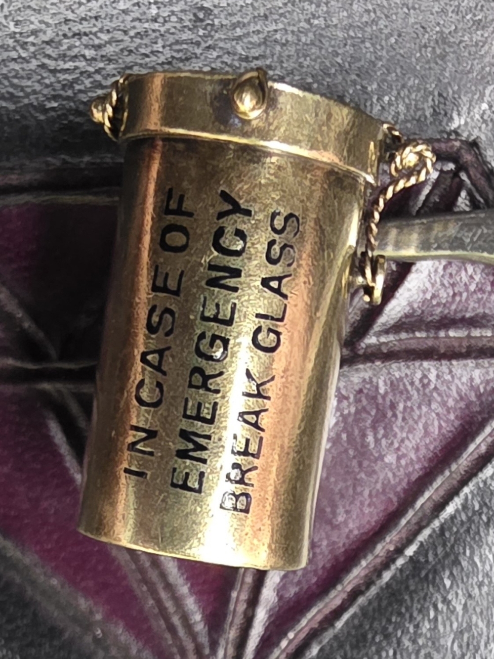 Gold-tone Emergency Break Glass Charm Pendant